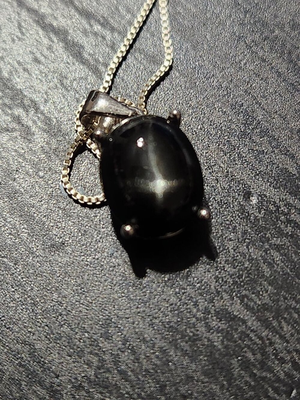 VTG Extraordinary Natural Black Star Diopside 925 18” Necklace 10x8mm 2.64g